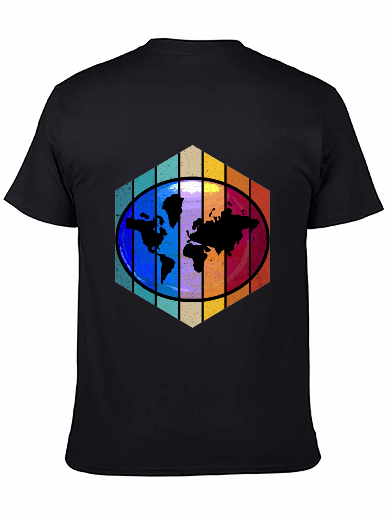 Camiseta Hombre Mapa Mundial Hexágono
