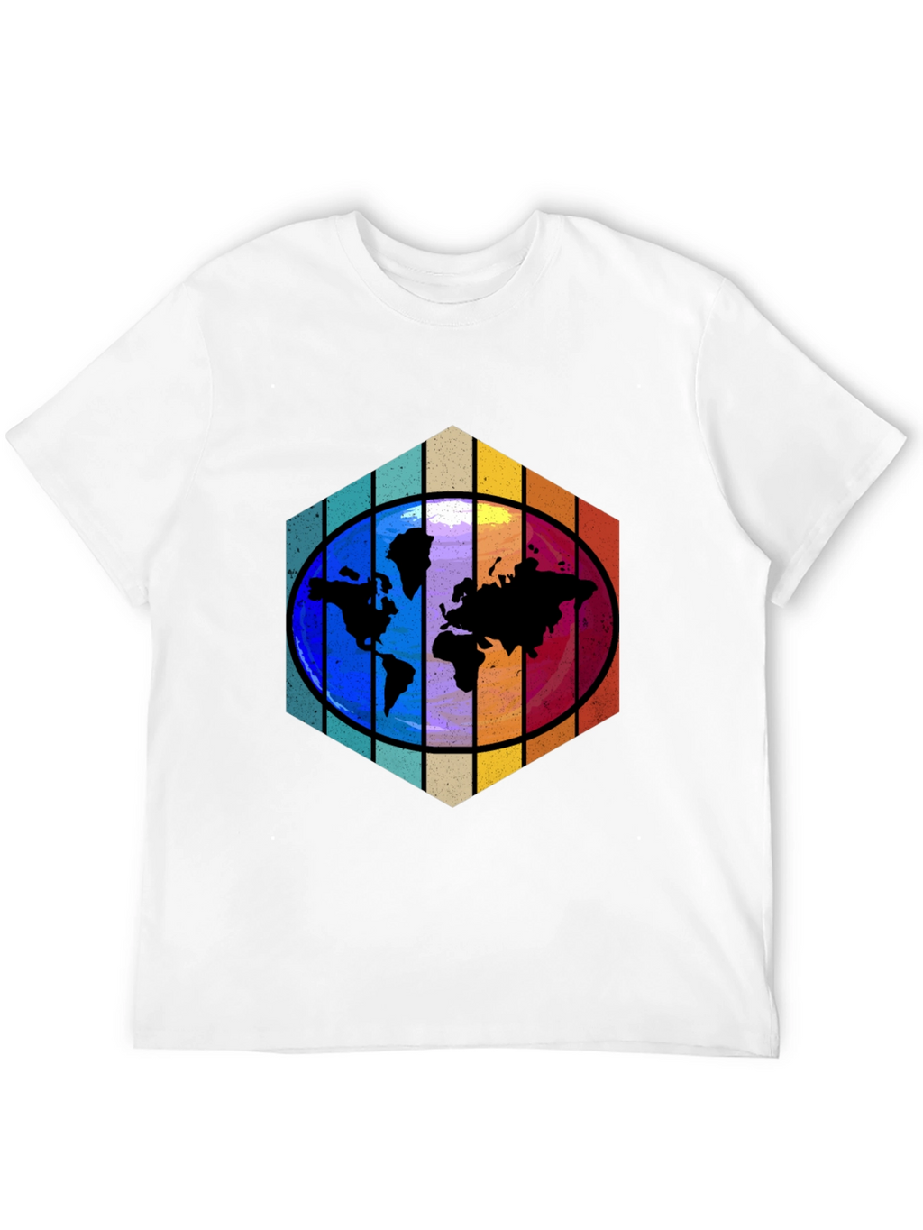 Camiseta Hombre Mapa Mundial Hexágono