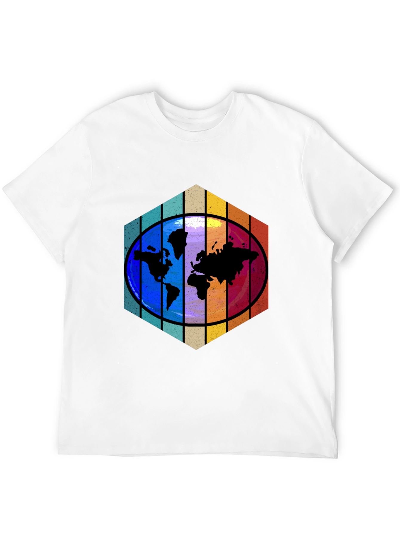 Camiseta Hombre Mapa Mundial Hexágono