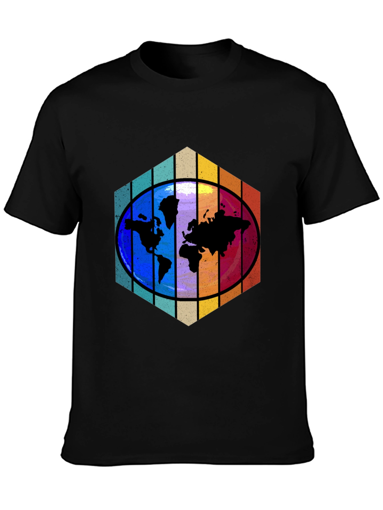 Camiseta Hombre Mapa Mundial Hexágono