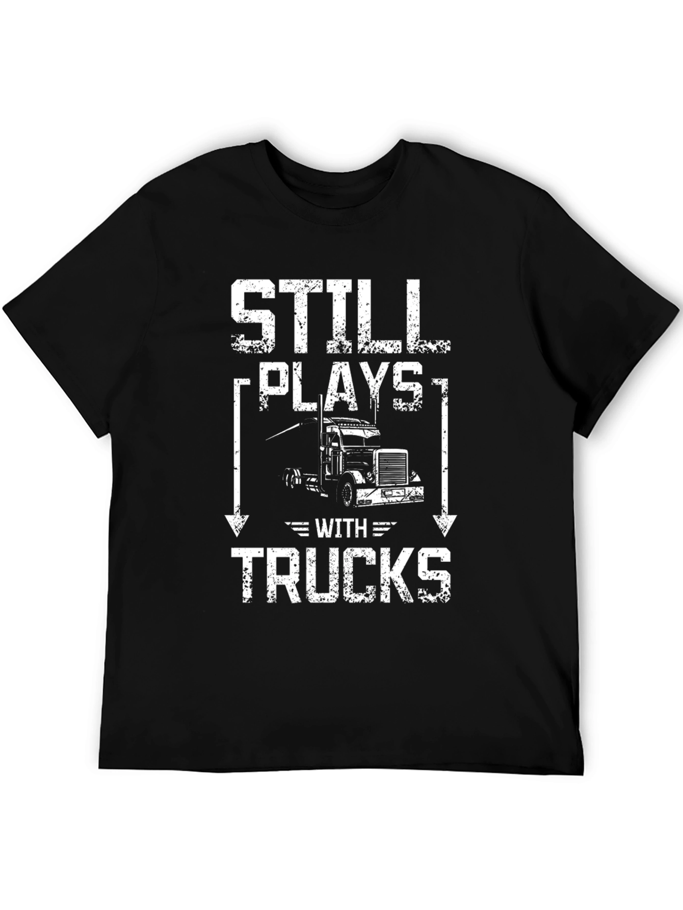 Camiseta Hombre Negra Still Plays With Trucks