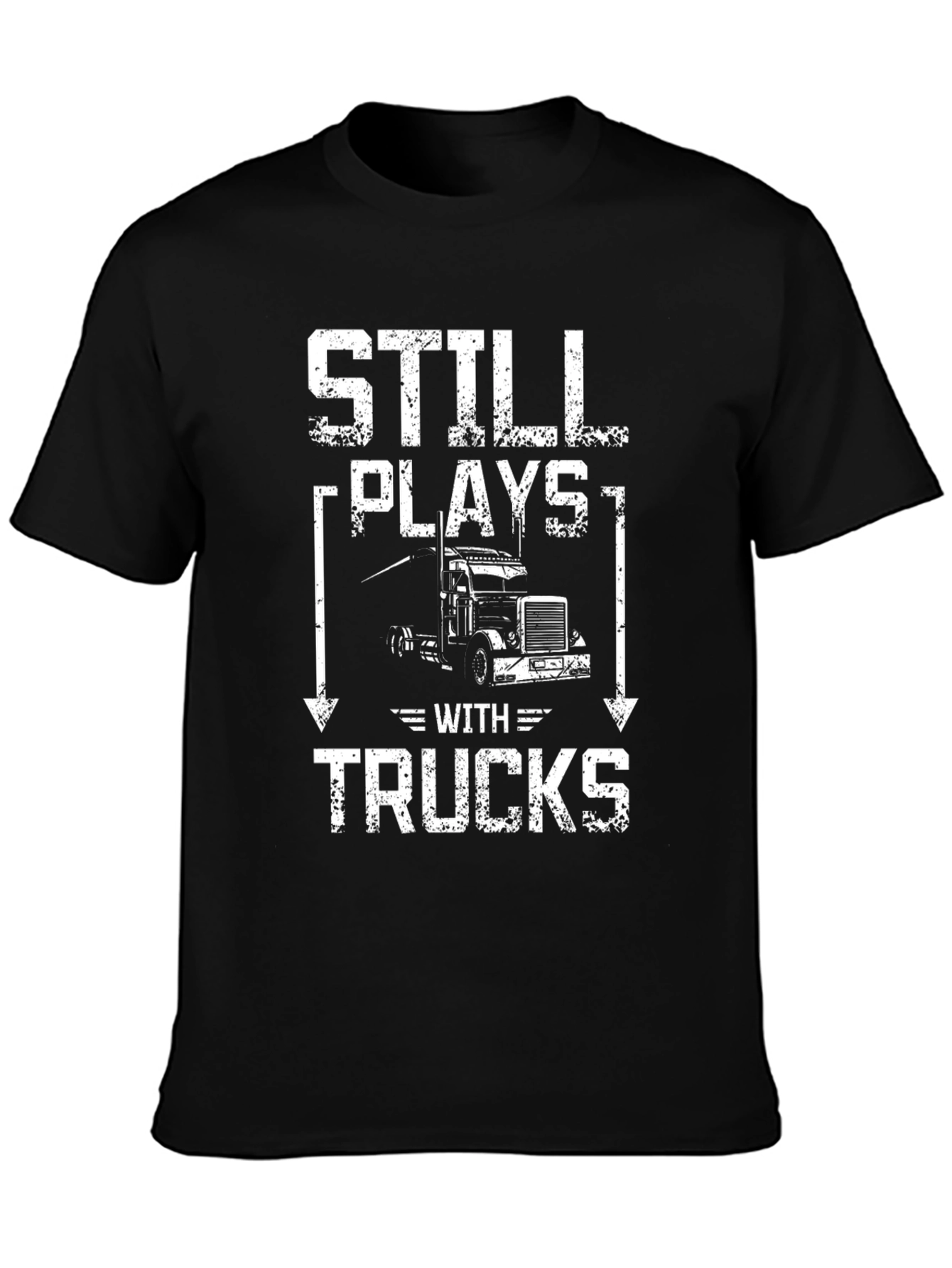 Camiseta Hombre Negra Still Plays With Trucks