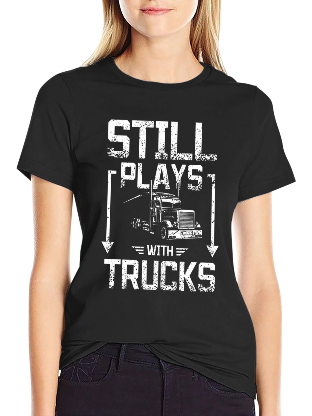 Camiseta Hombre Negra Still Plays With Trucks