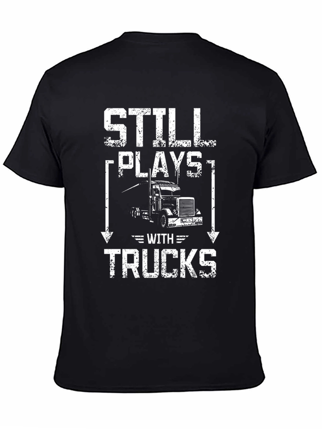 Camiseta Hombre Negra Still Plays With Trucks