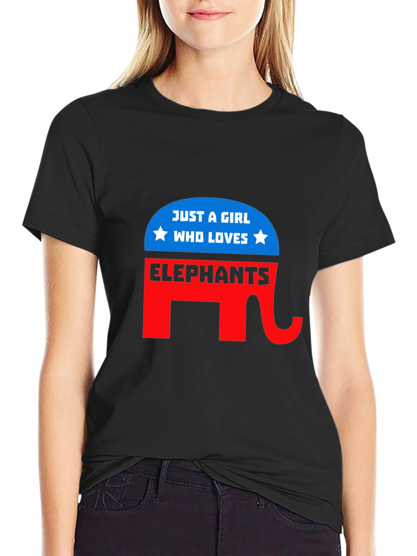 Camiseta Negra con Diseño de Elefante para Chica