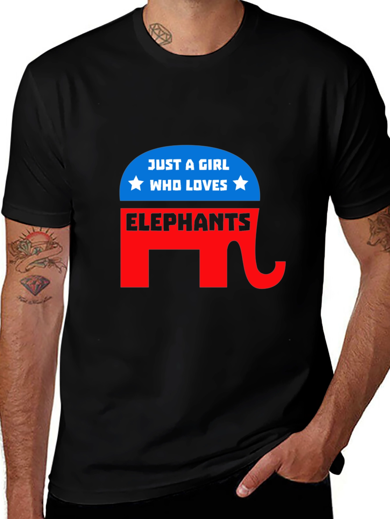 Camiseta Negra con Diseño de Elefante para Chica