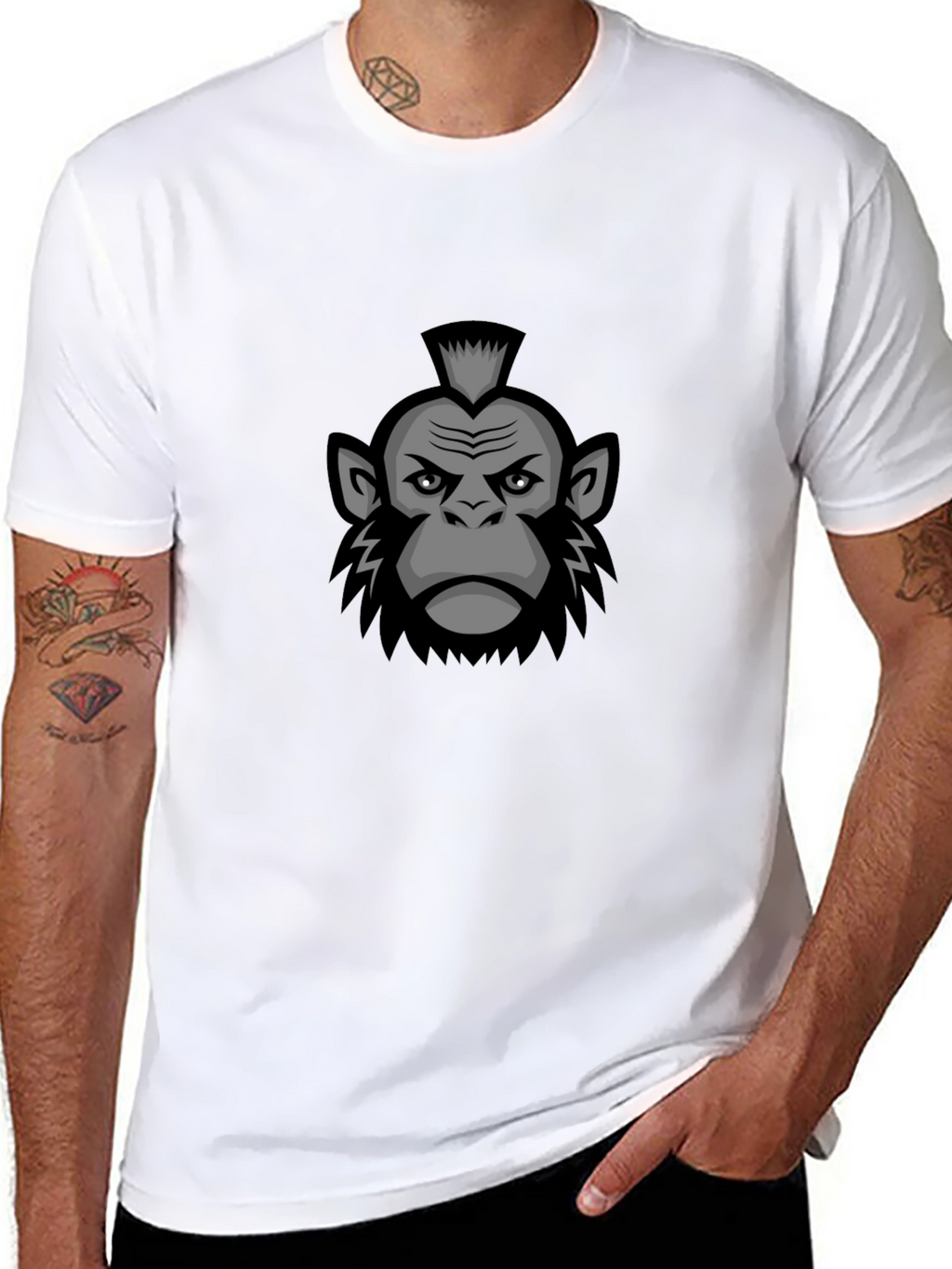Camiseta Negra con Diseño de Mono Mohawk