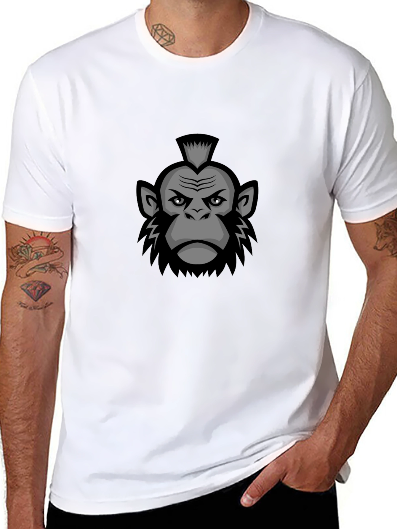 Camiseta Negra con Diseño de Mono Mohawk