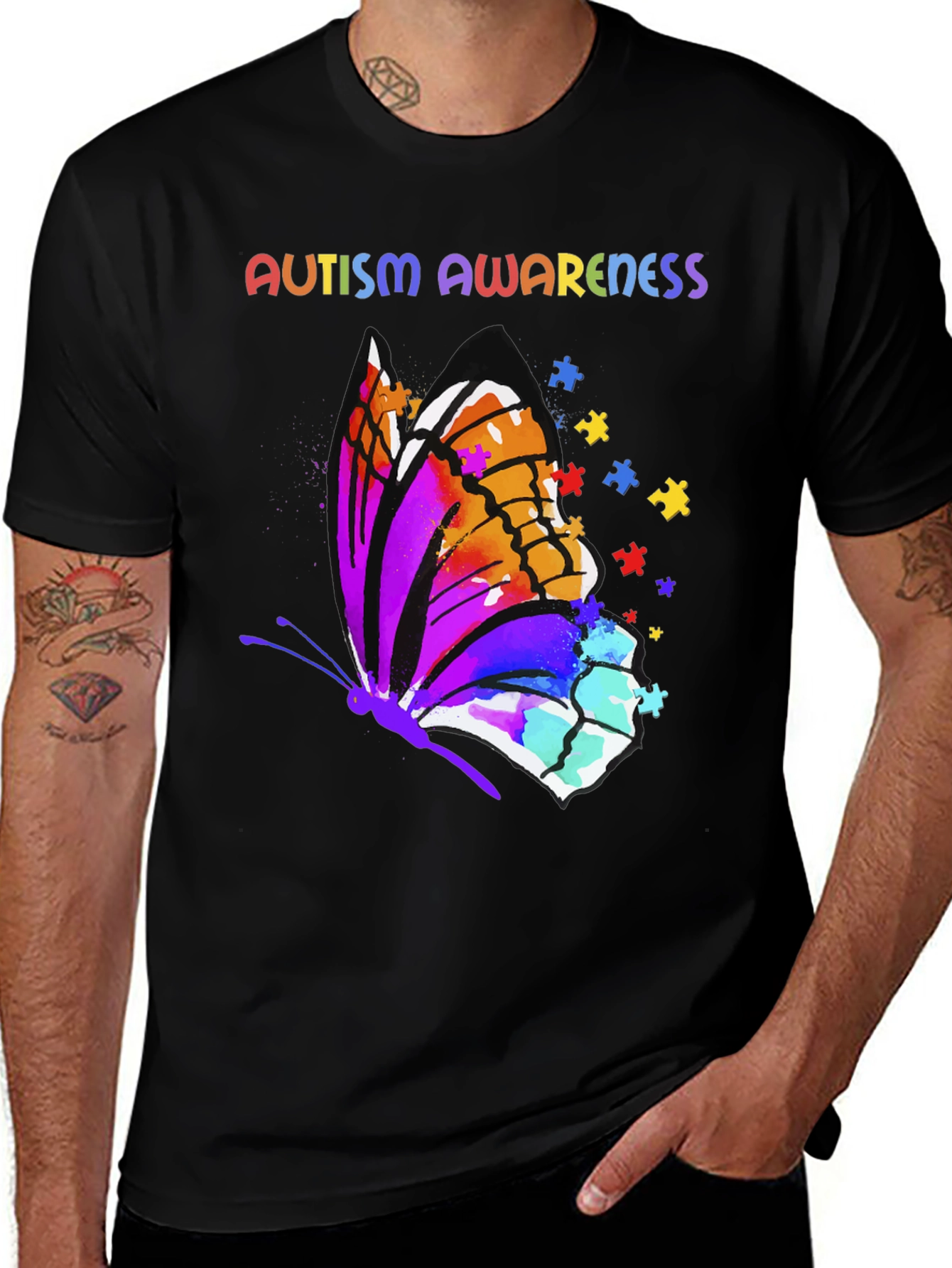 Camiseta Conciencia Autismo Mariposa Multicolor