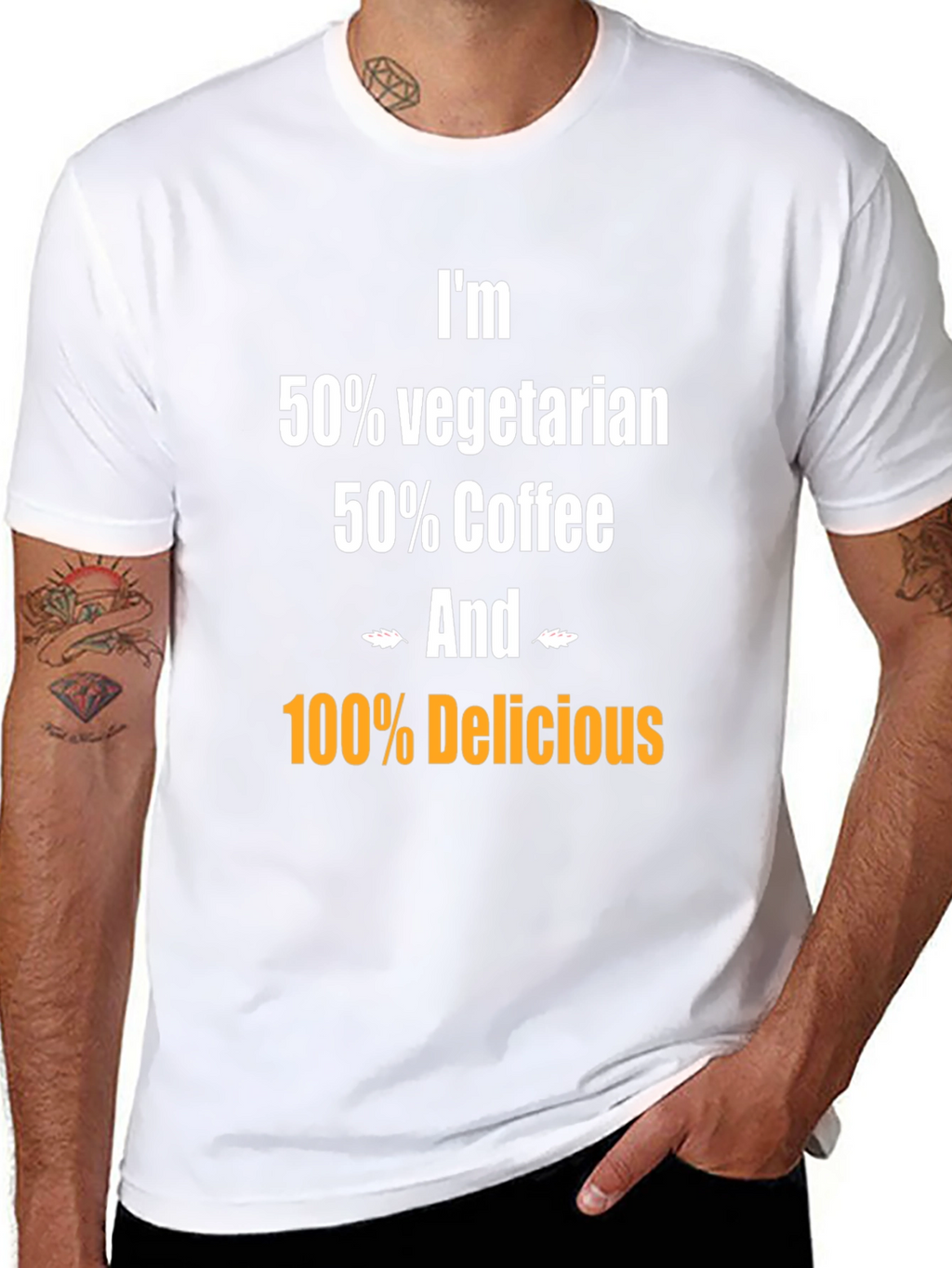 Camiseta Humorística: Vegetariano Café y Delicioso