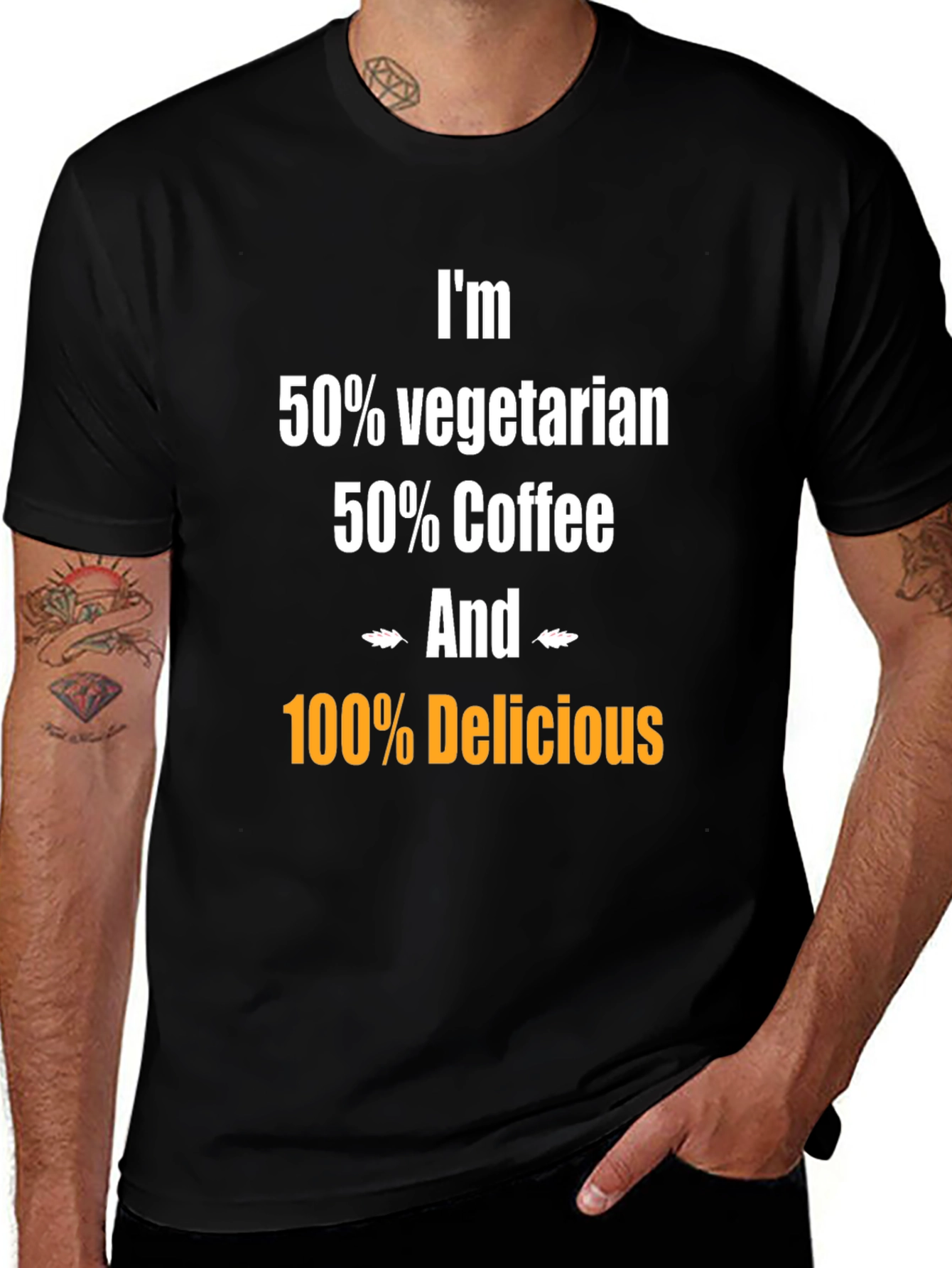 Camiseta Humorística: Vegetariano Café y Delicioso