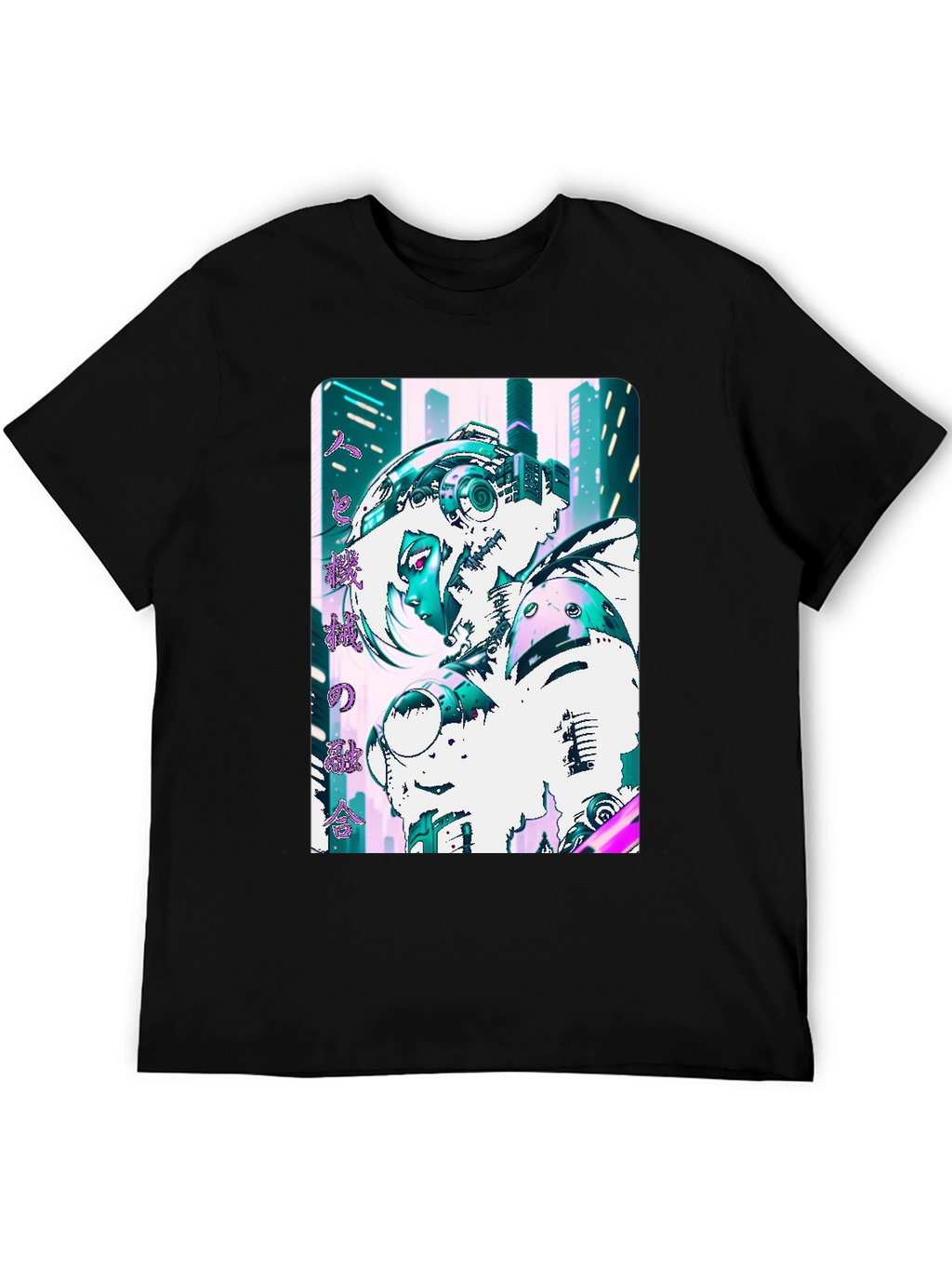 Camiseta Negra con Diseño Cyberpunk