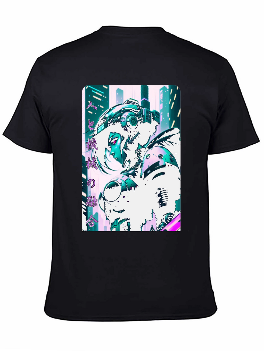 Camiseta Negra con Diseño Cyberpunk