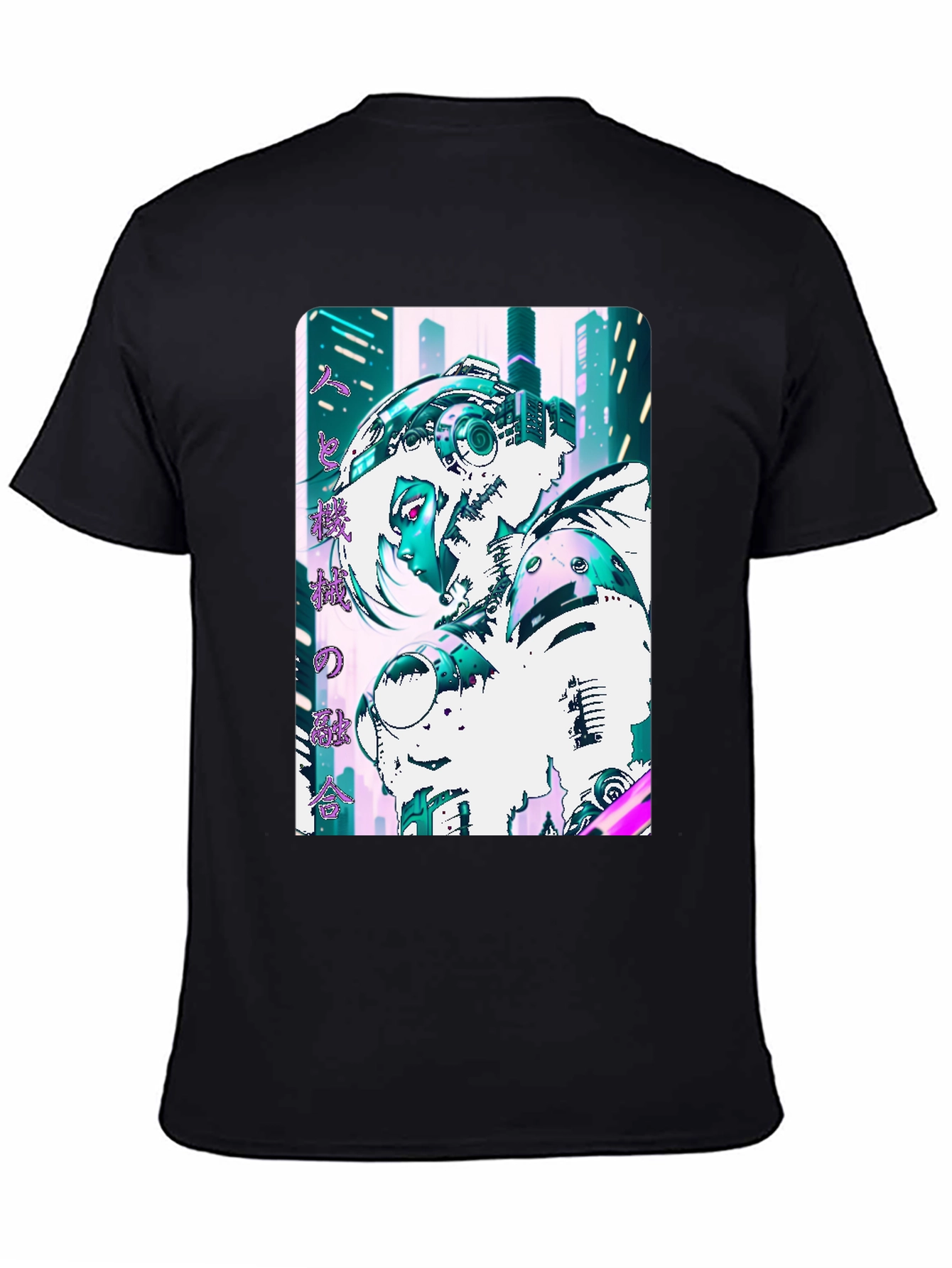 Camiseta Negra con Diseño Cyberpunk