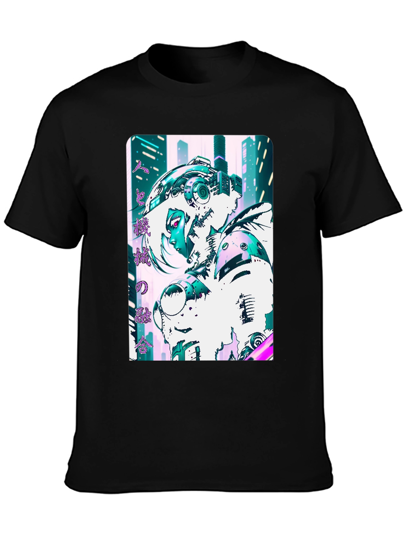 Camiseta Negra con Diseño Cyberpunk