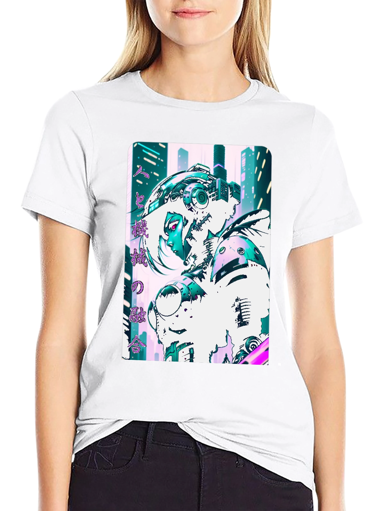 Camiseta Negra con Diseño Cyberpunk