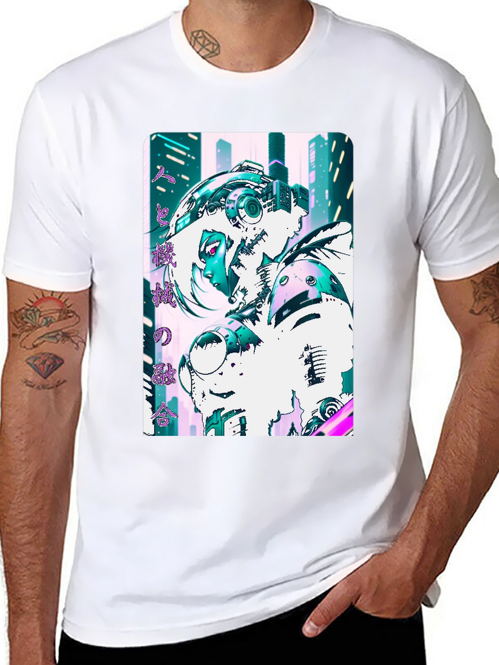 Camiseta Negra con Diseño Cyberpunk