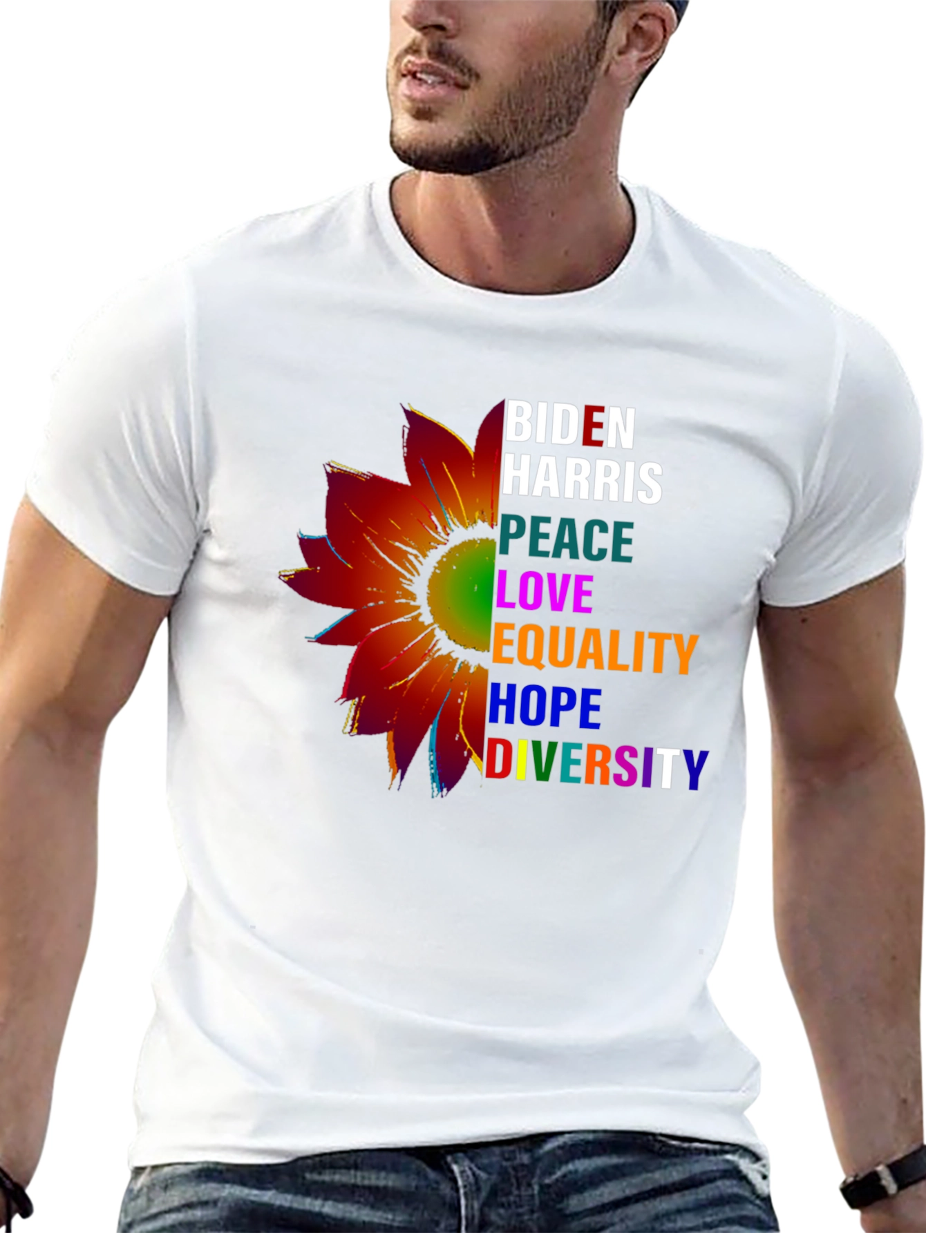 Camiseta Biden Harris Flor - Paz Amor Igualdad