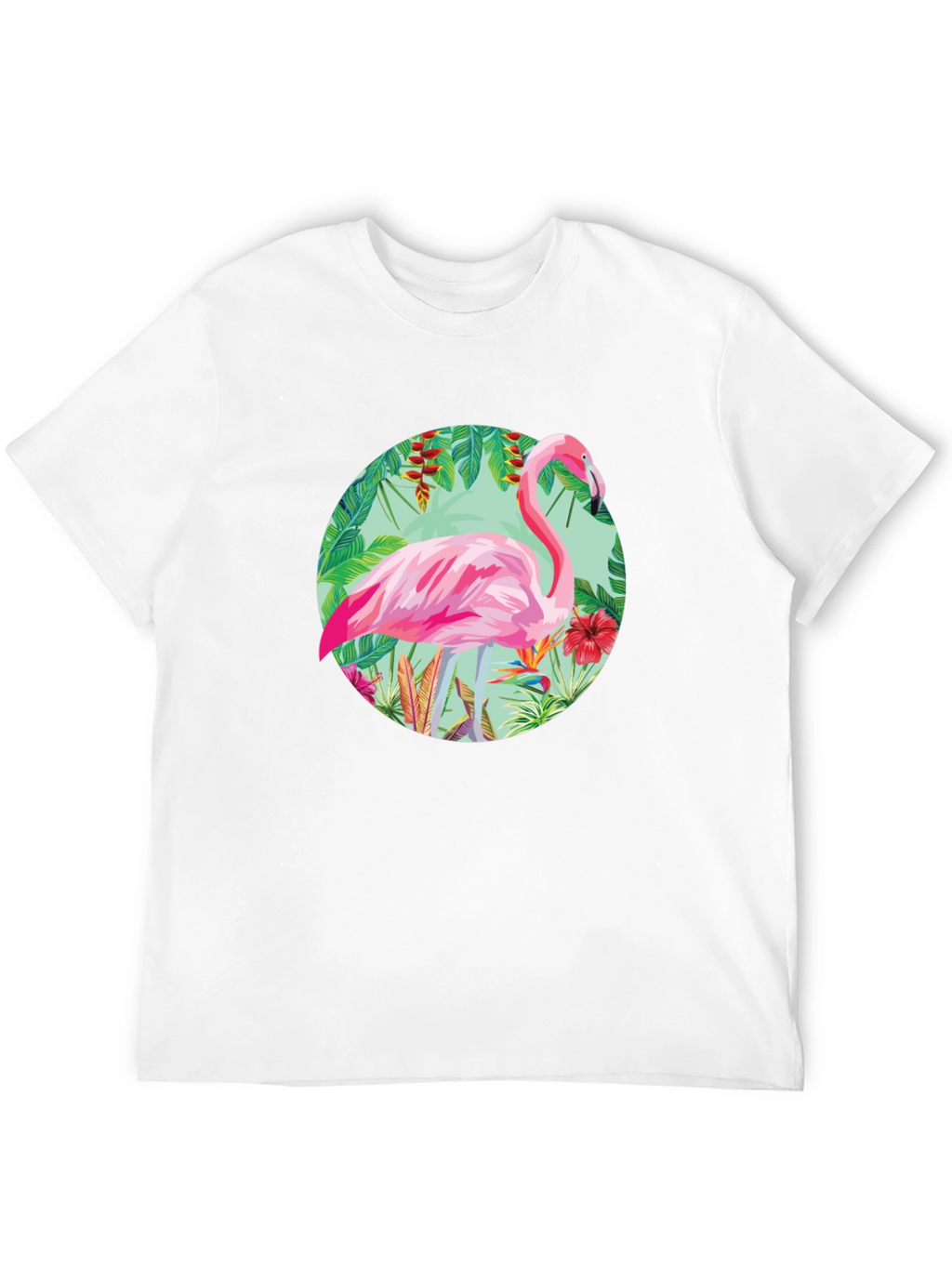 Camiseta Negra con Diseño de Flamenco Tropical