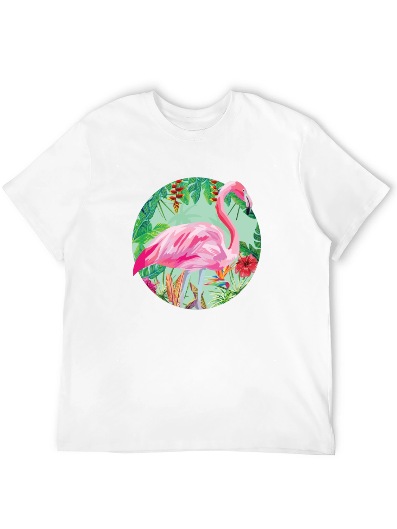 Camiseta Negra con Diseño de Flamenco Tropical