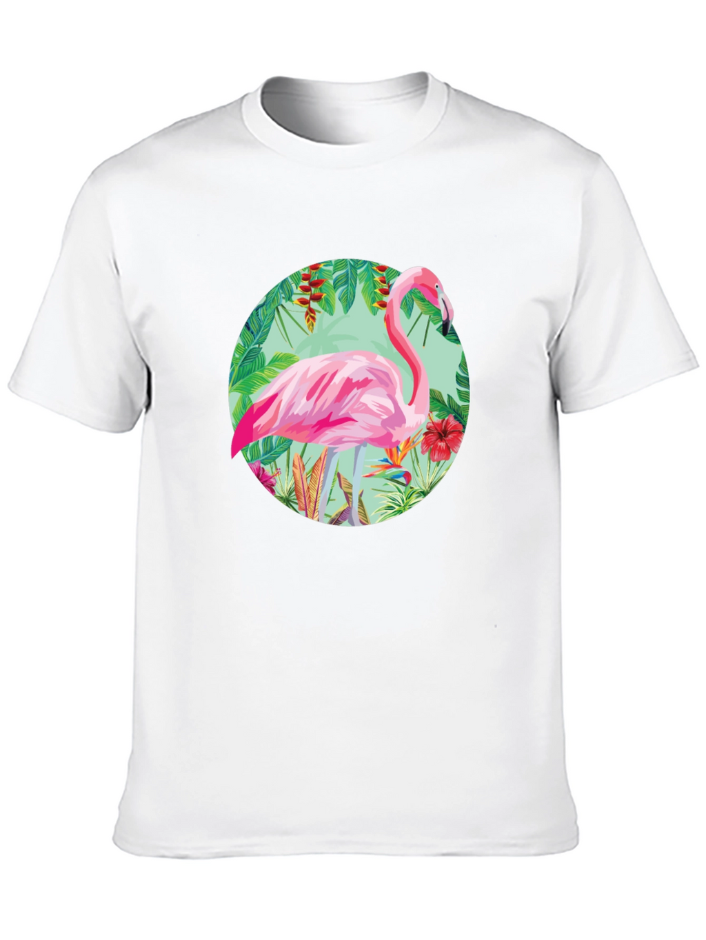 Camiseta Negra con Diseño de Flamenco Tropical