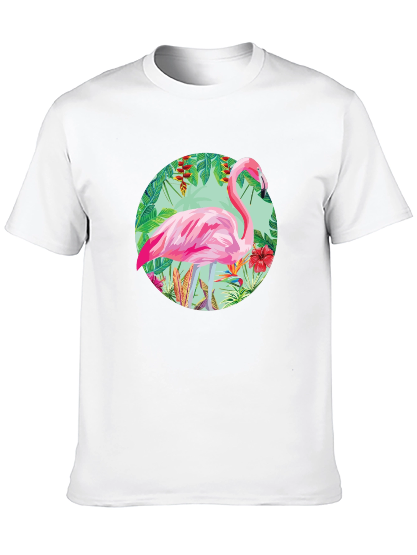 Camiseta Negra con Diseño de Flamenco Tropical