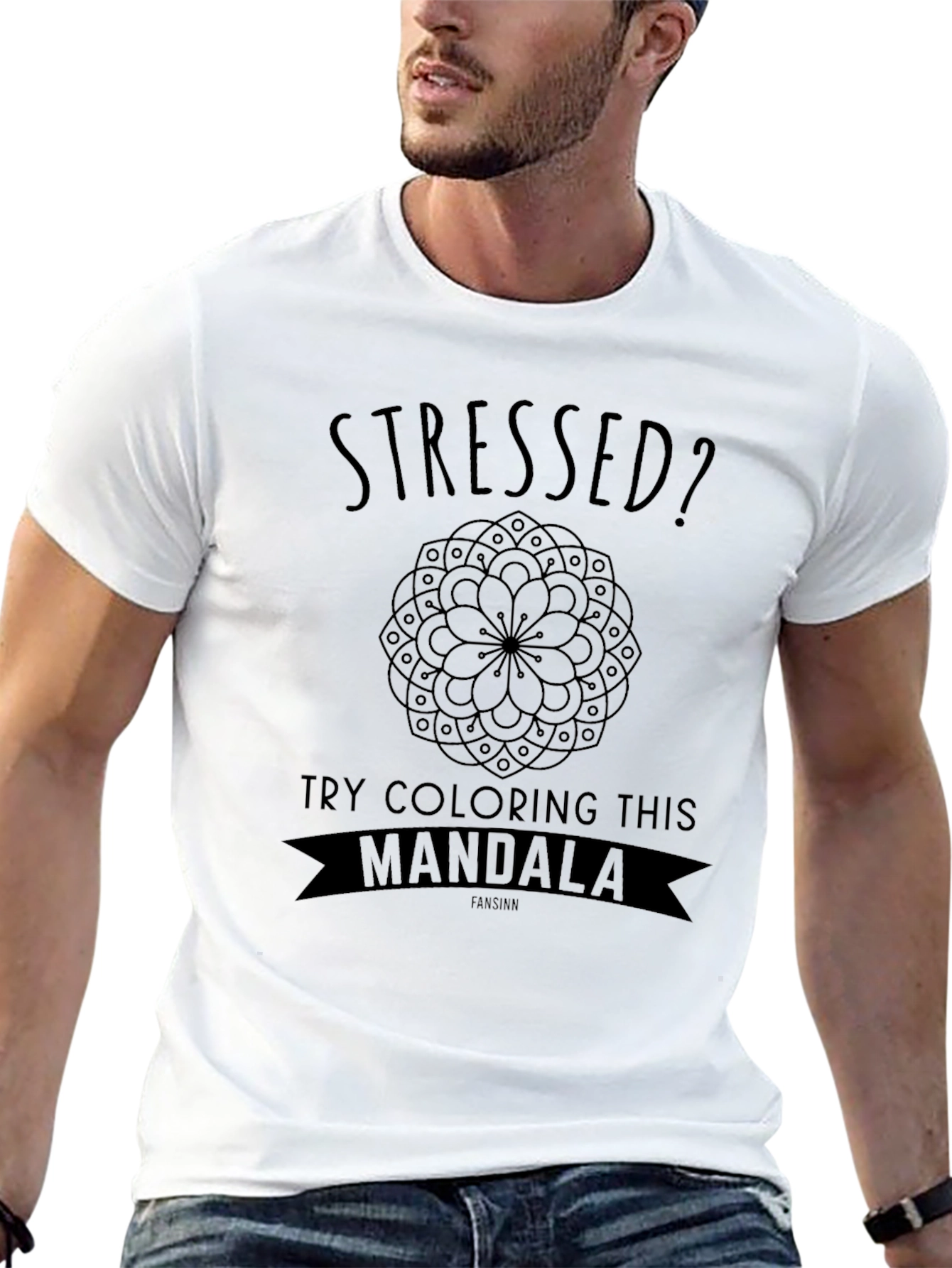 Camiseta Negra Anti Estrés Mandala
