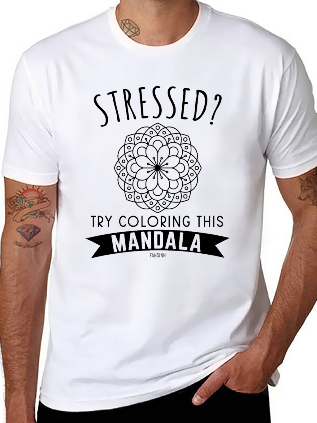 Camiseta Negra Anti Estrés Mandala
