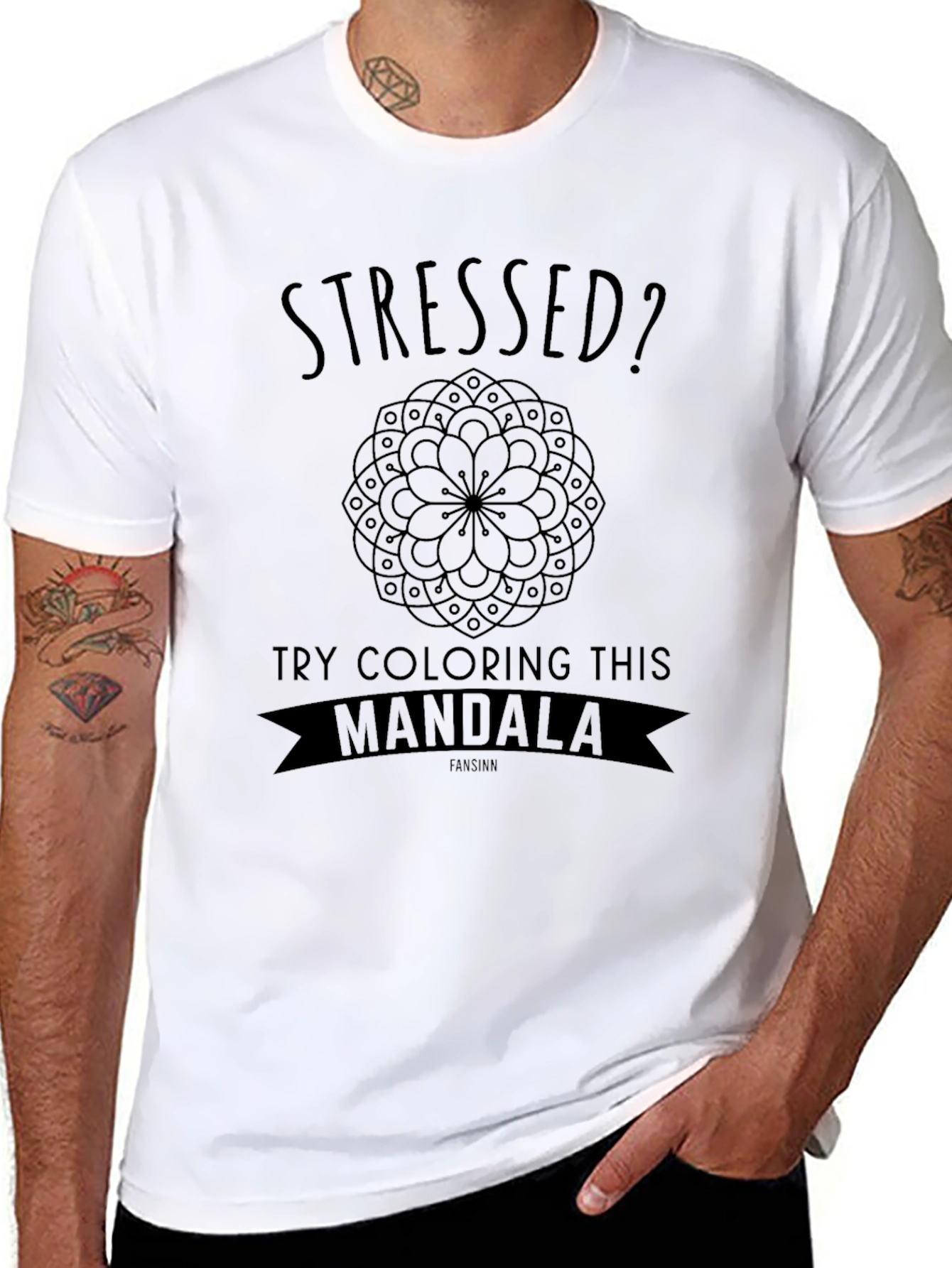 Camiseta Negra Anti Estrés Mandala