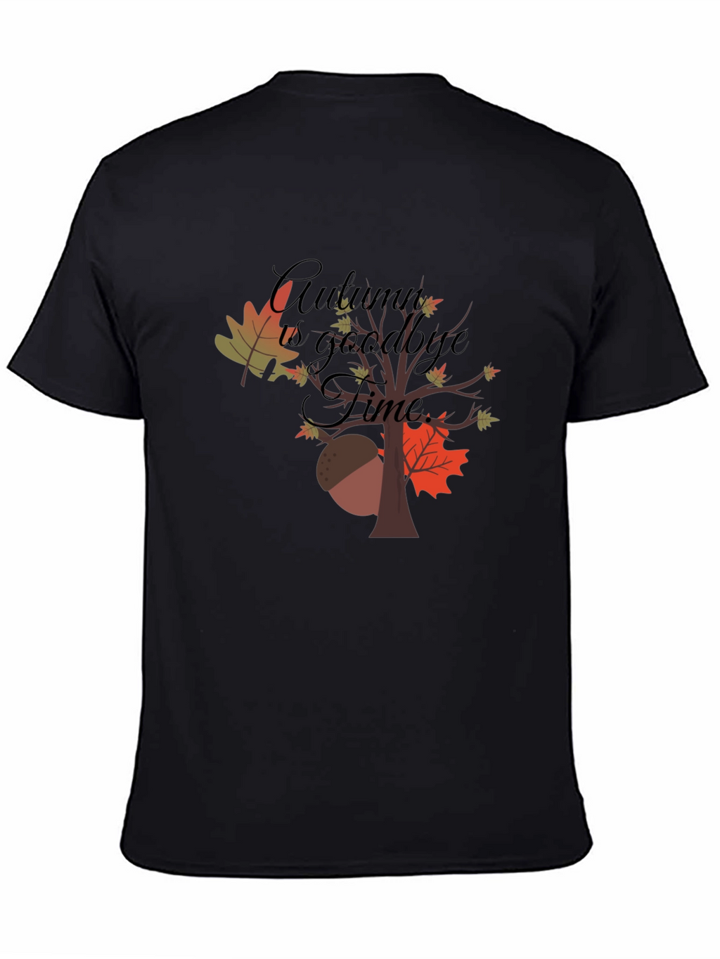 Camiseta Negra con Diseño de Otoño