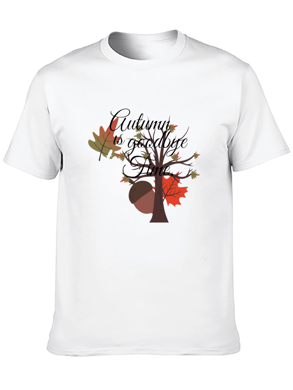 Camiseta Negra con Diseño de Otoño