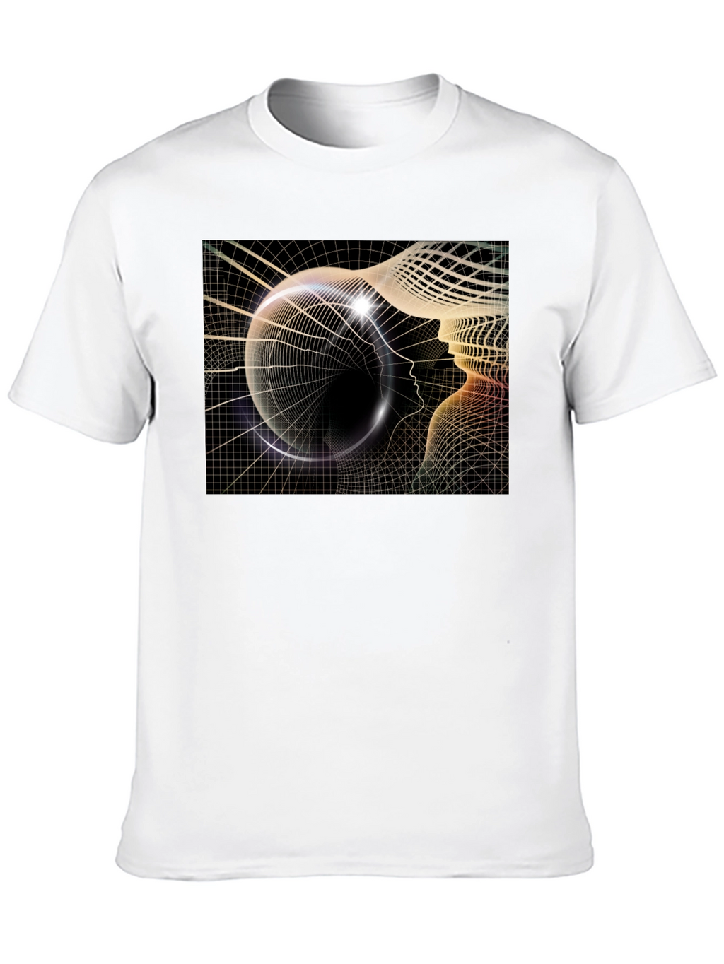 Camiseta Negra con Diseño Abstracto de Cabeza