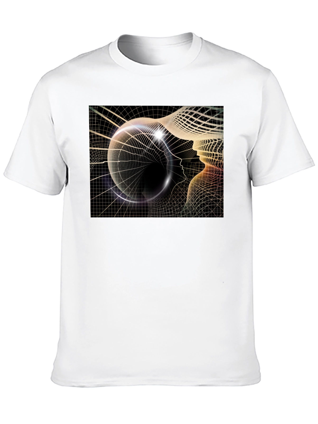 Camiseta Negra con Diseño Abstracto de Cabeza