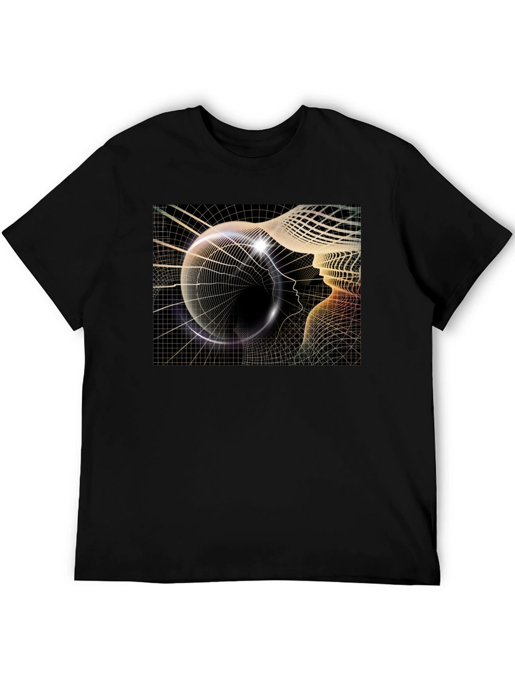 Camiseta Negra con Diseño Abstracto de Cabeza