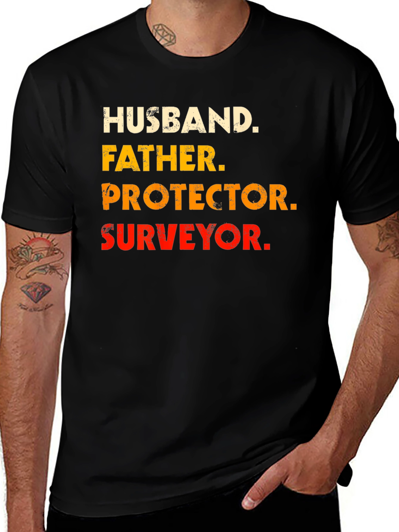 Camiseta Hombre: Esposo Padre Protector Agrimensor