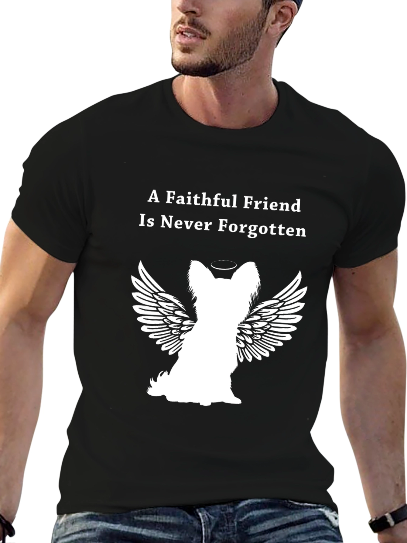 Camiseta Negra Con Diseño Angelical De Mascota