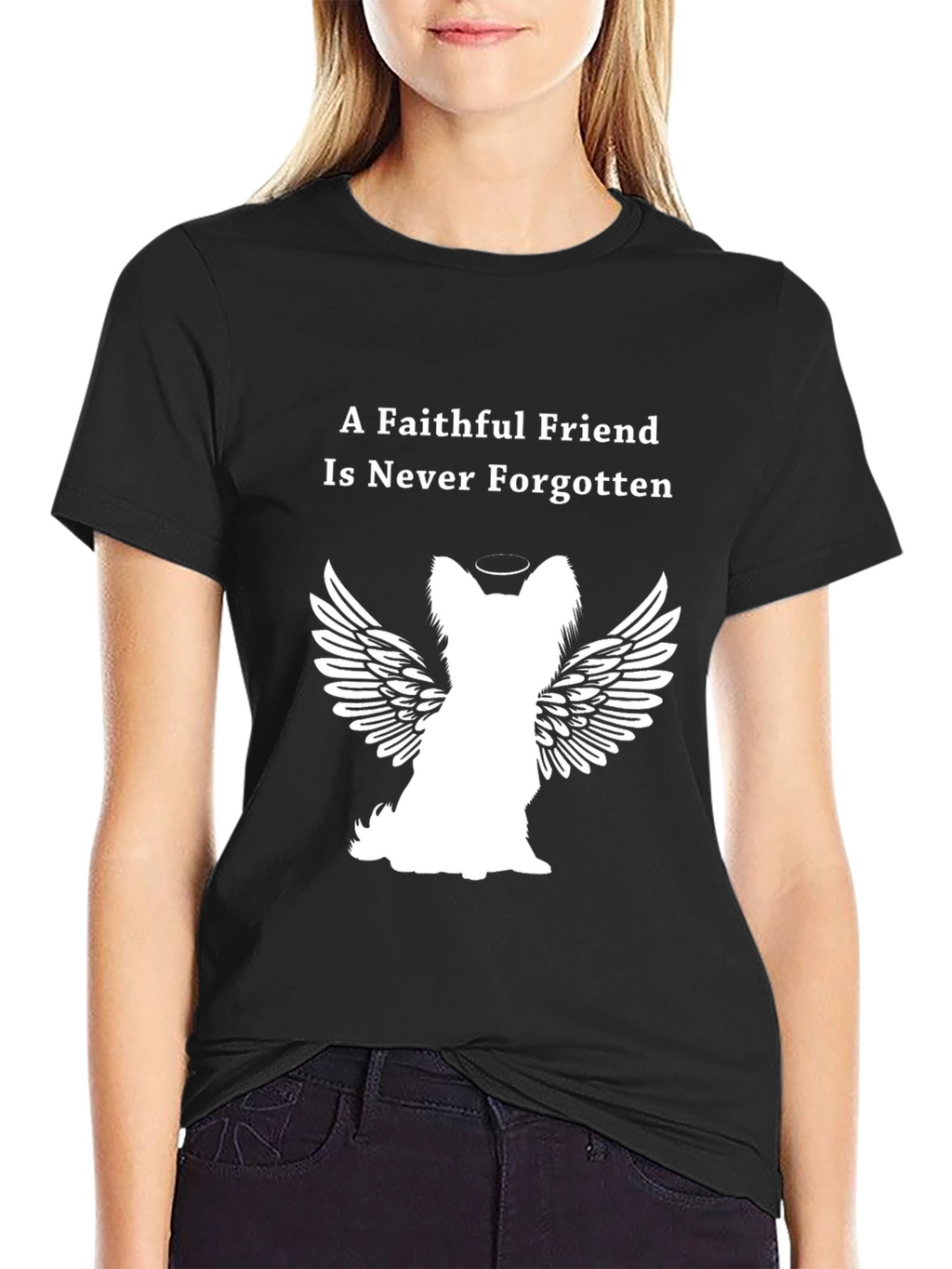 Camiseta Negra Con Diseño Angelical De Mascota