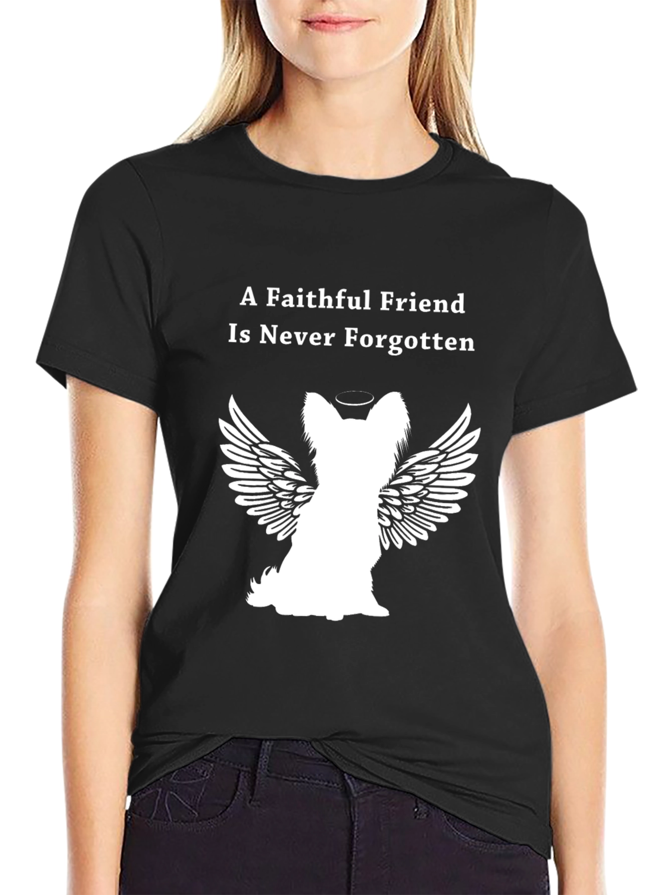 Camiseta Negra Con Diseño Angelical De Mascota