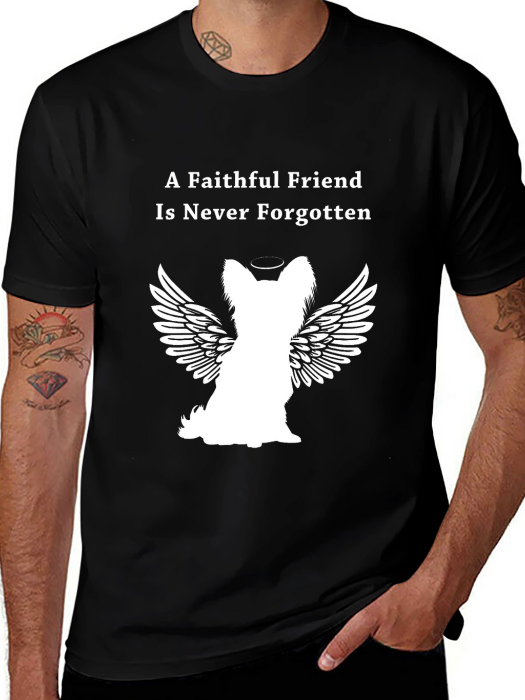 Camiseta Negra Con Diseño Angelical De Mascota