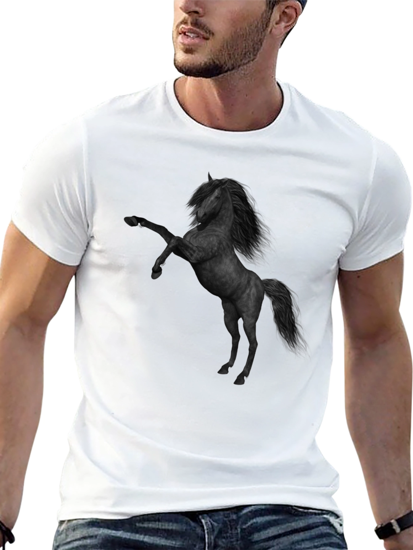 Camiseta Negra con Diseño de Caballo