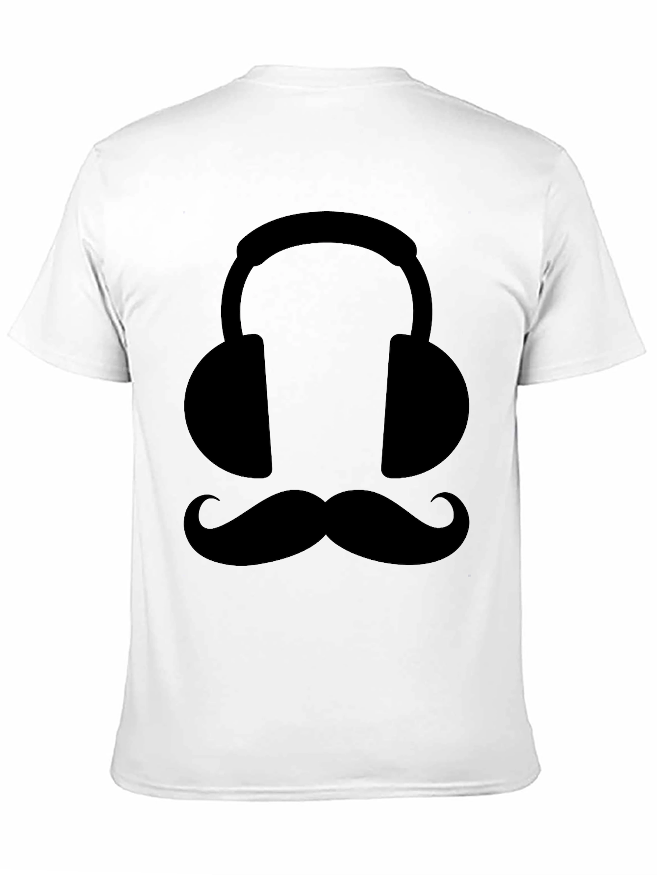 Camiseta Negra con Diseño de Audífonos y Bigote