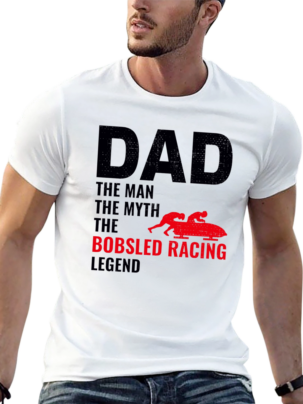 Camiseta Hombre Papá Leyenda Bobsled Racing
