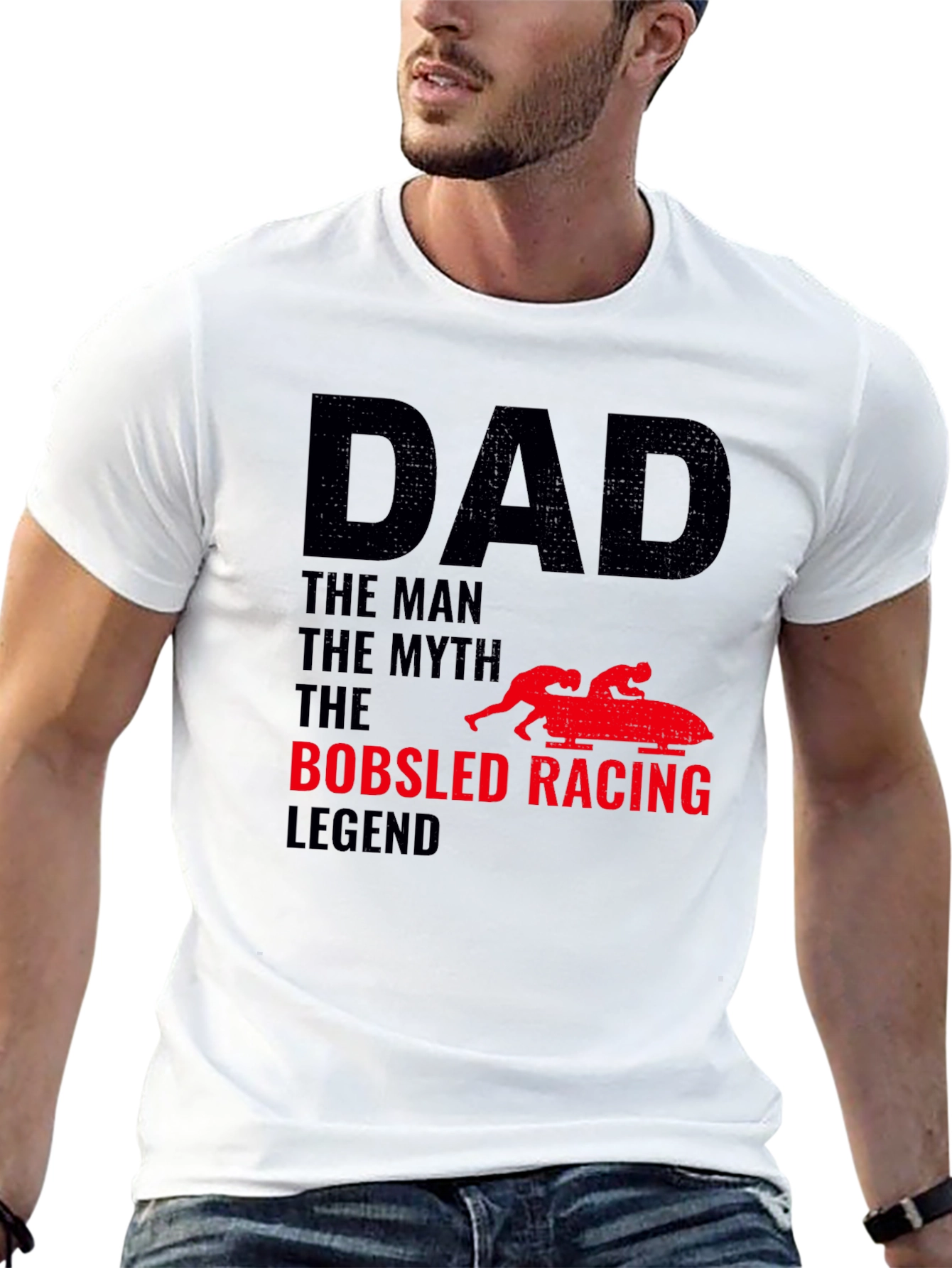 Camiseta Hombre Papá Leyenda Bobsled Racing