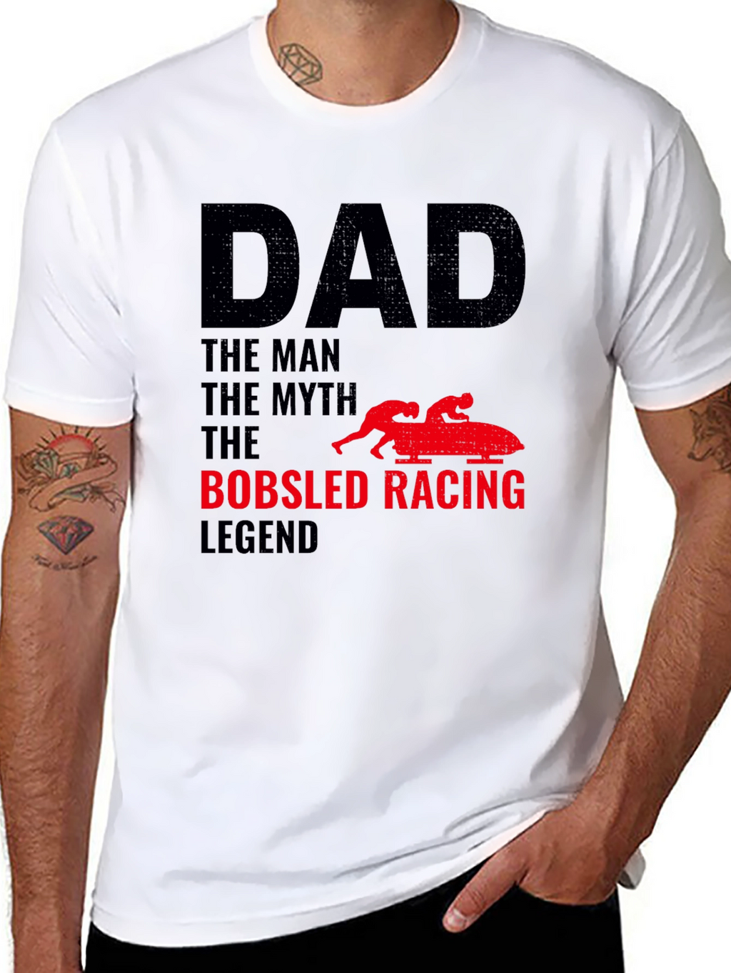 Camiseta Hombre Papá Leyenda Bobsled Racing