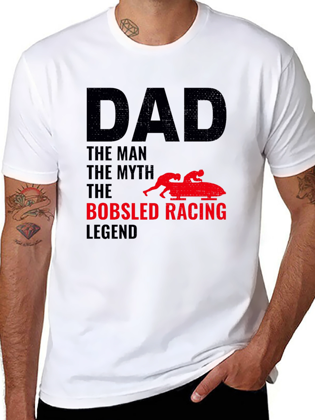 Camiseta Hombre Papá Leyenda Bobsled Racing