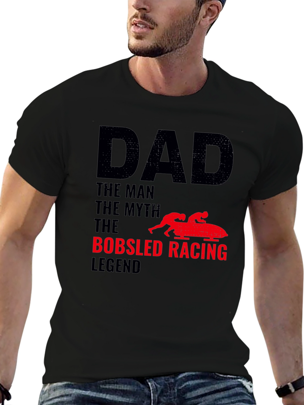 Camiseta Hombre Papá Leyenda Bobsled Racing