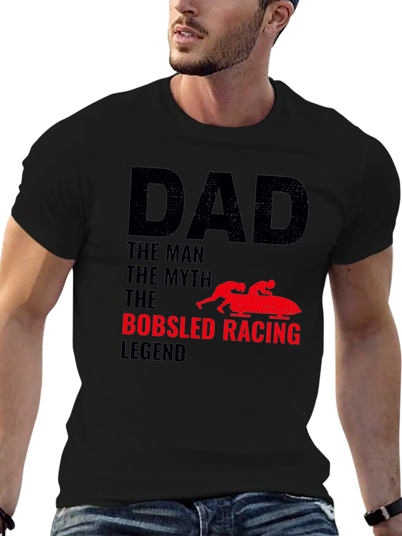 Camiseta Hombre Papá Leyenda Bobsled Racing