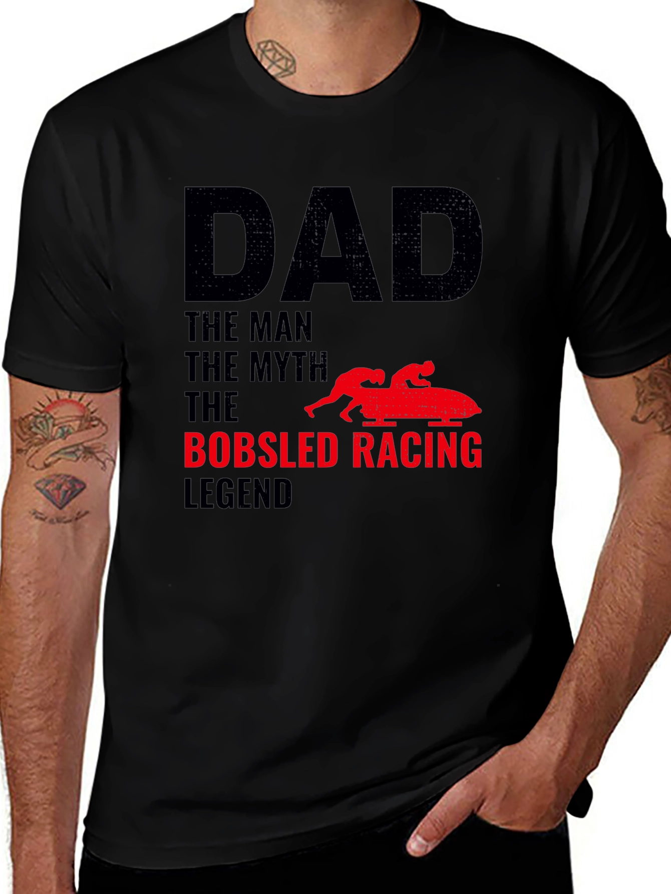Camiseta Hombre Papá Leyenda Bobsled Racing