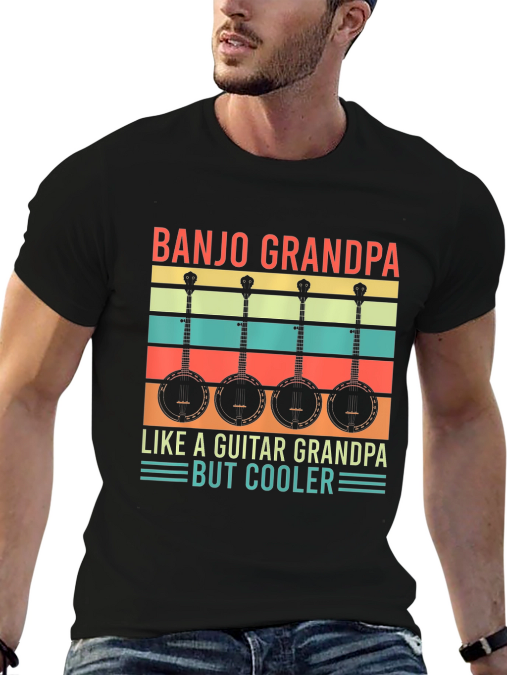 Camiseta Negra Banjo Grandpa But Cooler