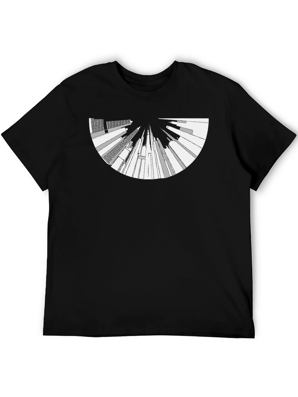 Camiseta Negra con Diseño Abstracto Urbano